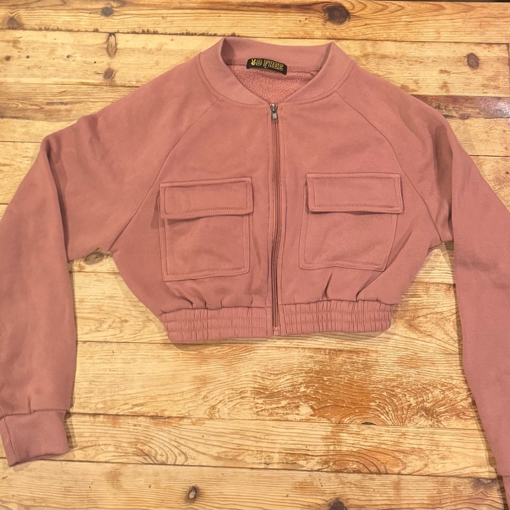 Women's Pink Set Cropped Jacket and sweats